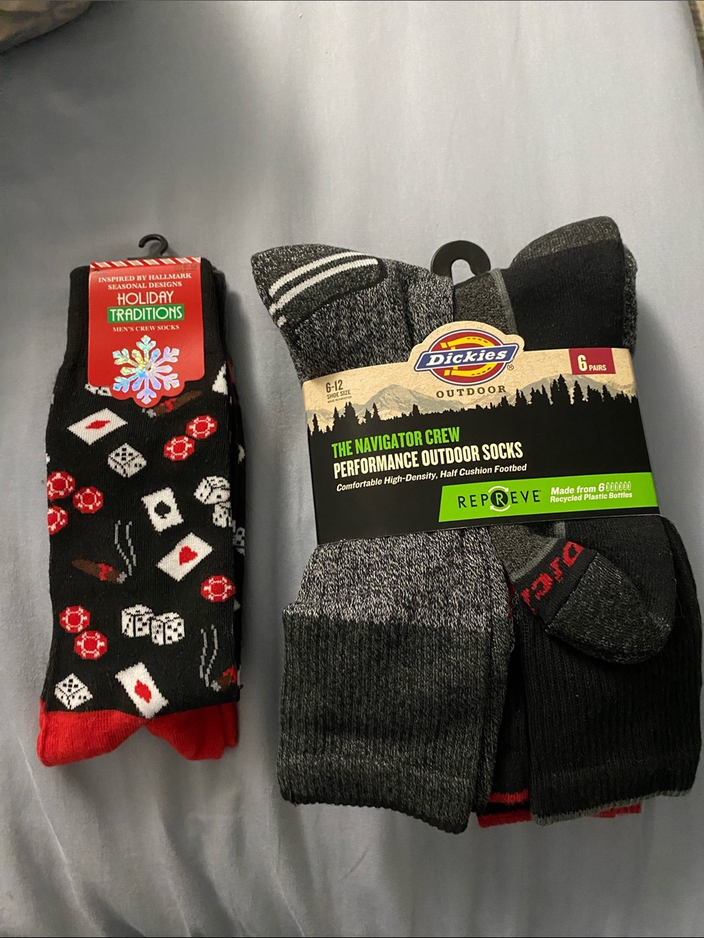 Dickies Men's Crew Outdoor Socks 6-Pack + Holiday Sock Bundle
